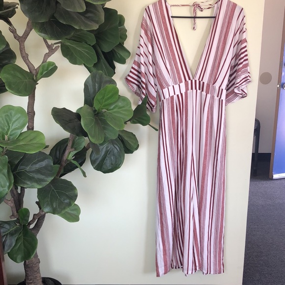 Lulus Hook Line Sinker Rust Red Striped Jumpsuit - Picture 4 of 10